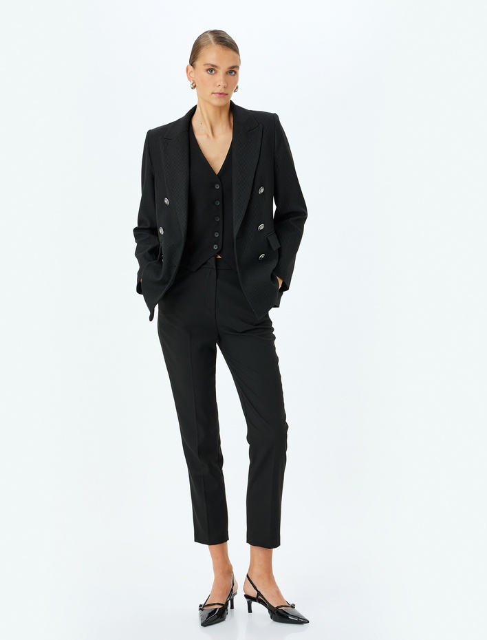  Yüksek Bel Slim Fit Cigarette Pantolon