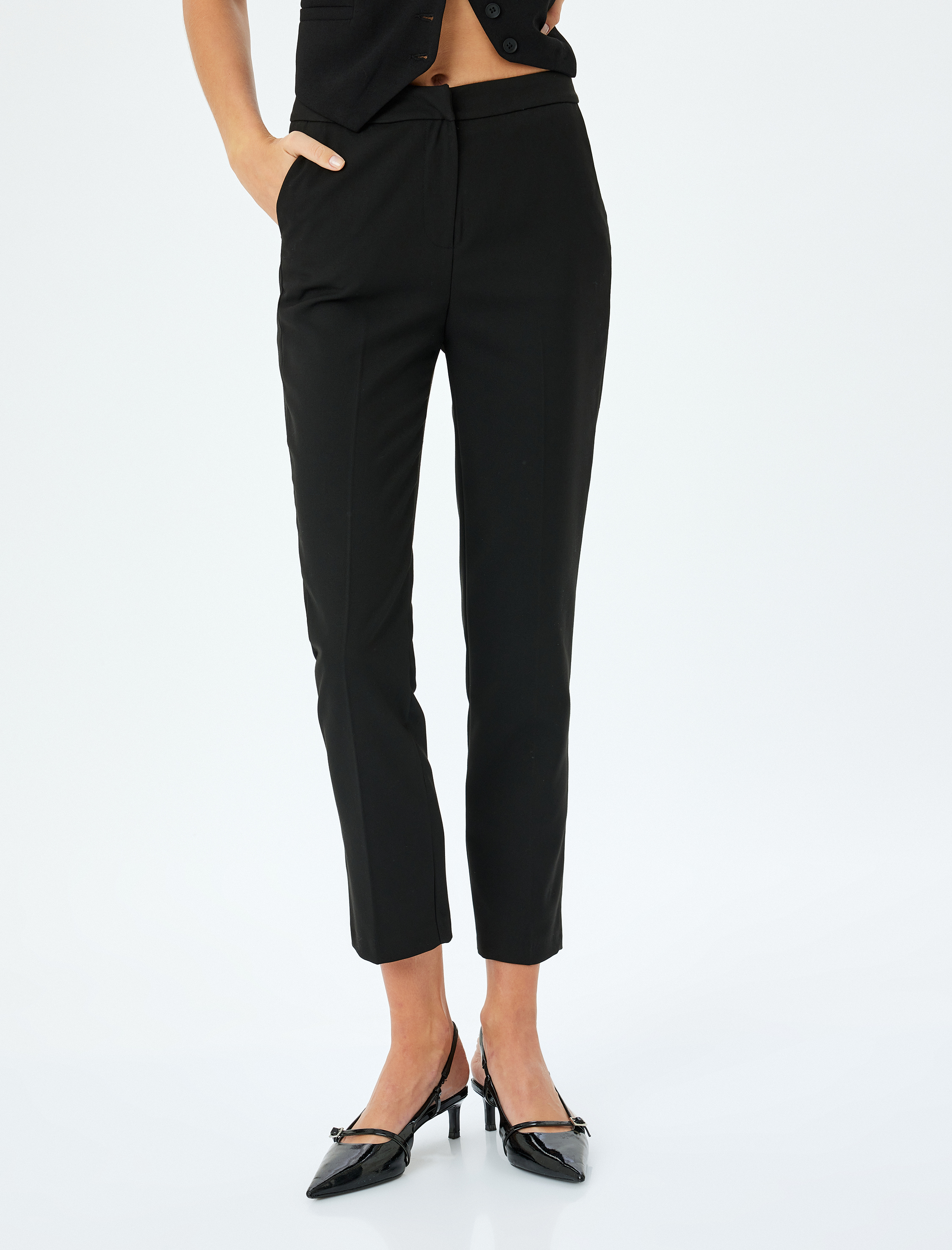 Yüksek Bel Slim Fit Cigarette Pantolon