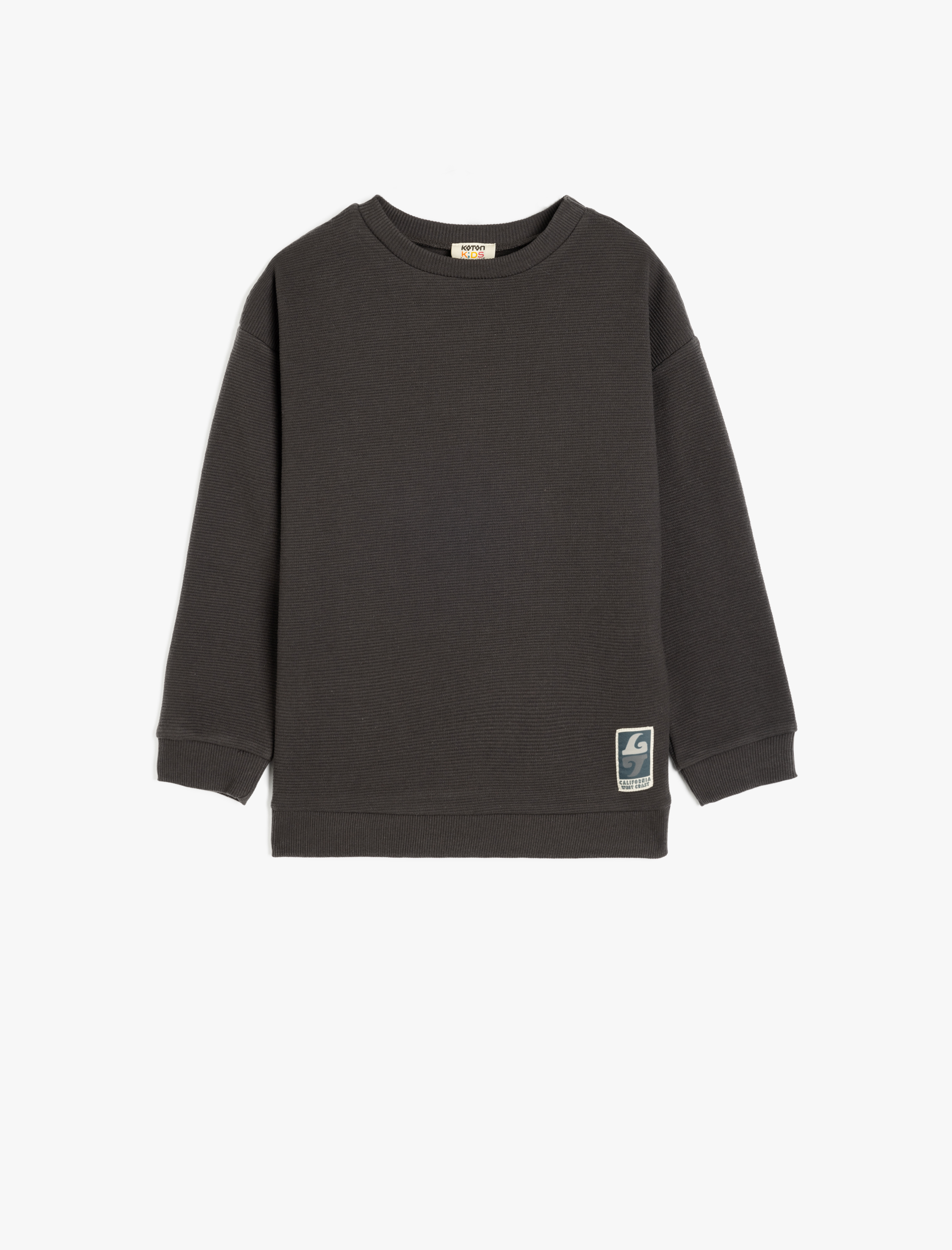 Koton Uzun Kollu Etiket Detaylı Oversize Basic Sweatshirt -1