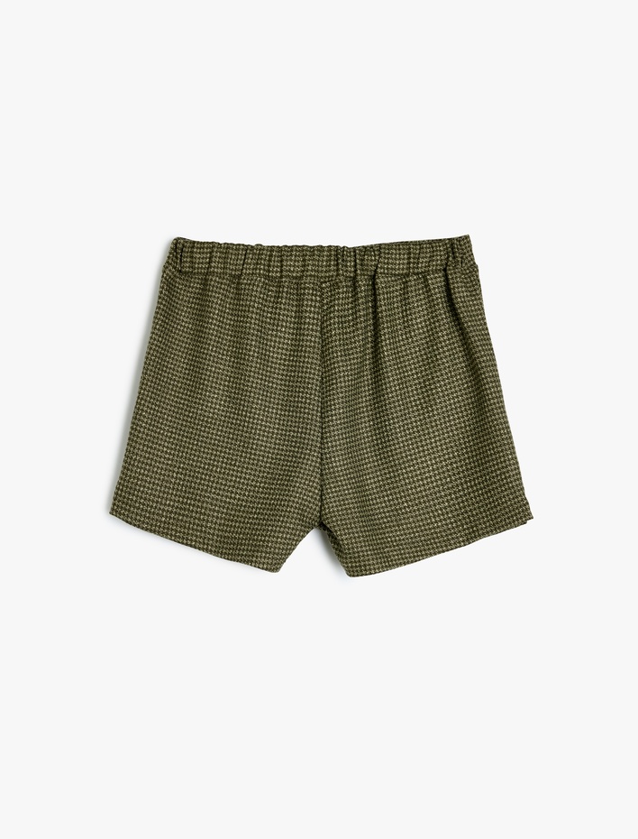 Kız Çocuk Düğme Detaylı Ekoseli Kruvaze Şort Etek