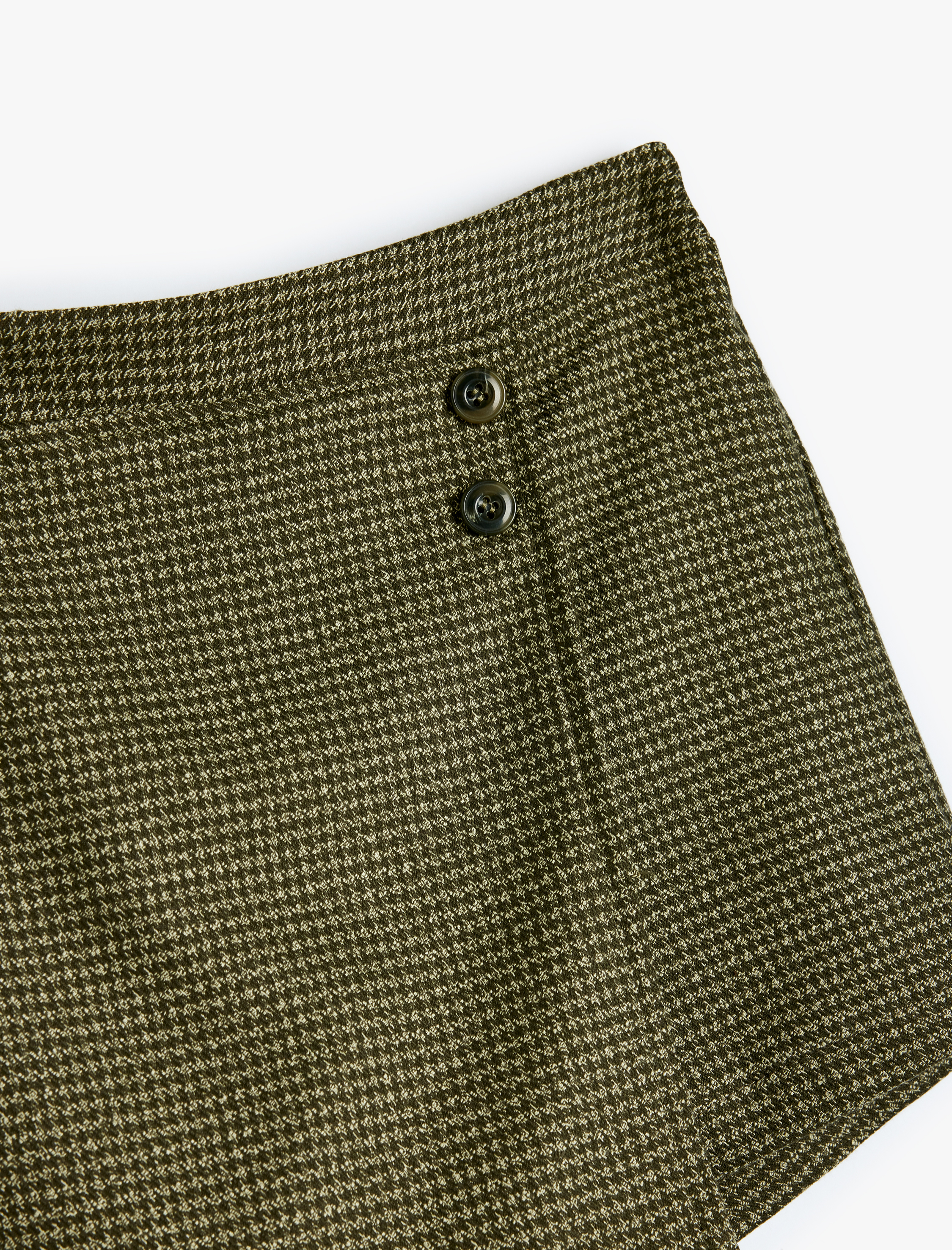  Kız Çocuk Düğme Detaylı Ekoseli Kruvaze Şort Etek