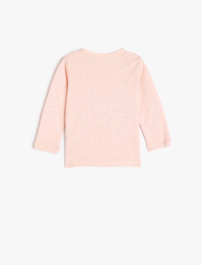 Kız Bebek Pamuklu Uzun Kollu Sim Detaylı Basic Tişört