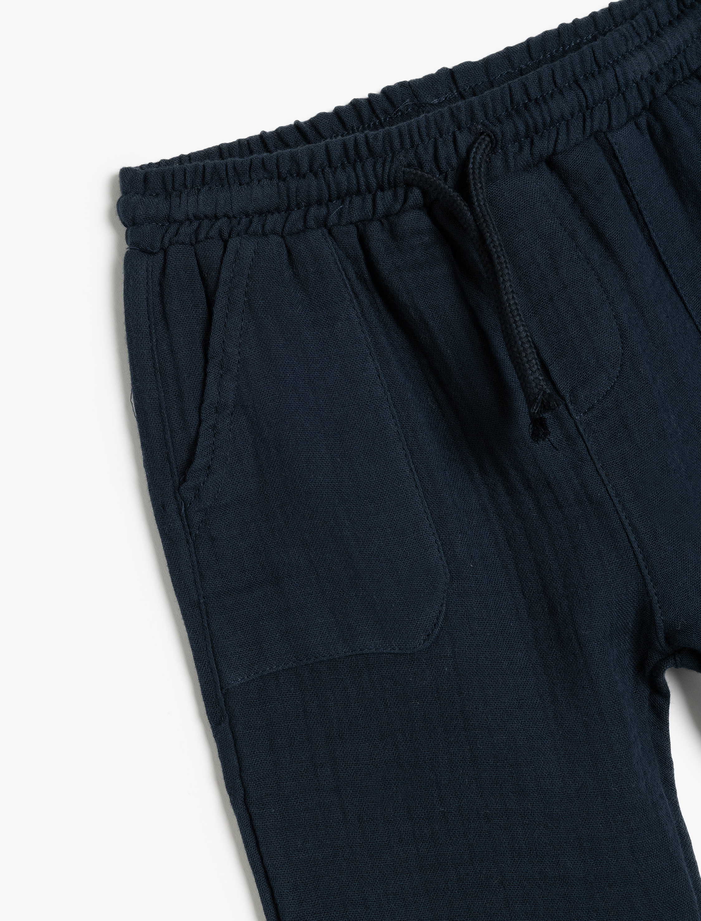  Erkek Bebek Pamuklu Beli Bağcıklı Cepli Basic Müslin Jogger Pantolon