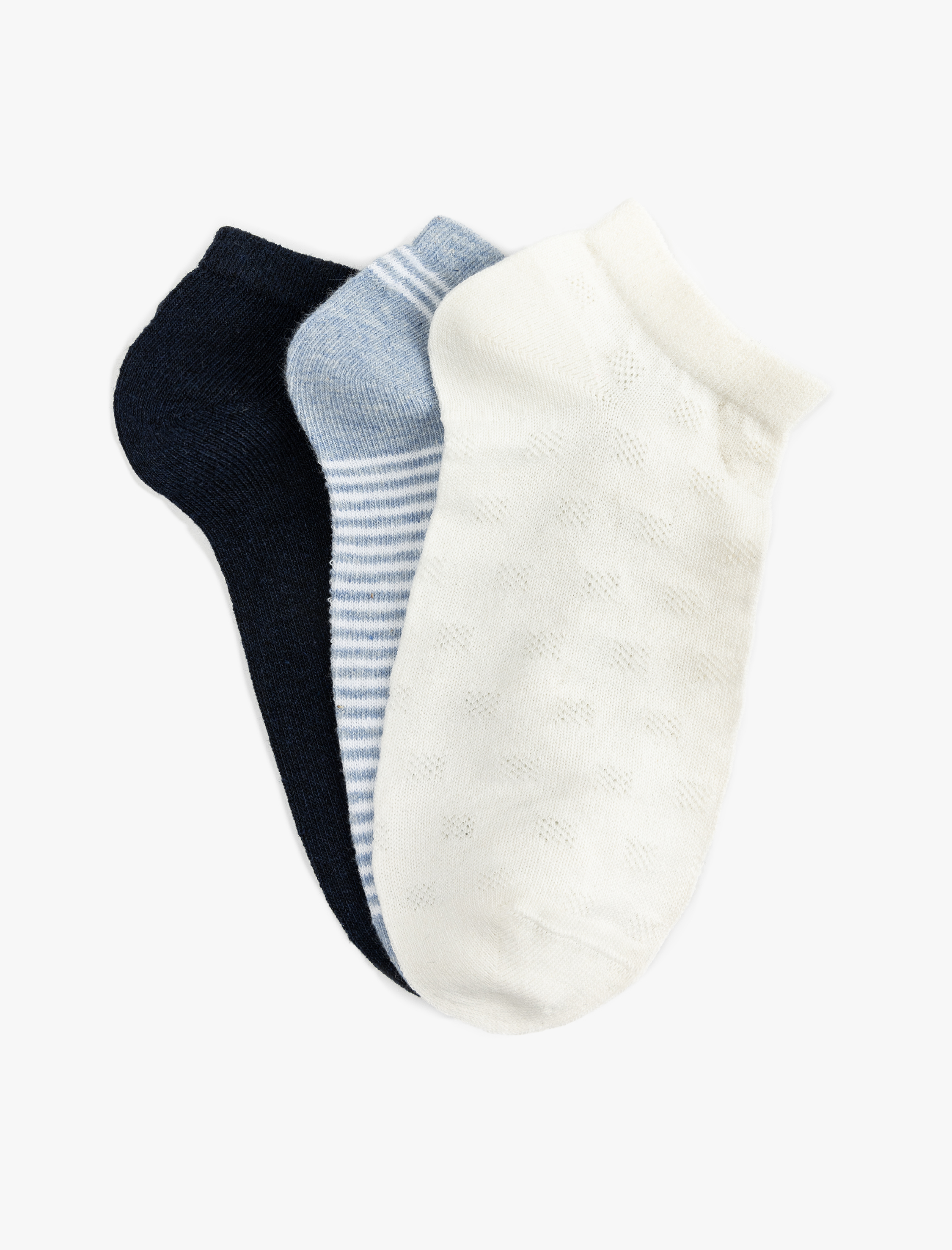  Kadın 3'lü Çizgili Çok Renkli Patik Çorap Seti