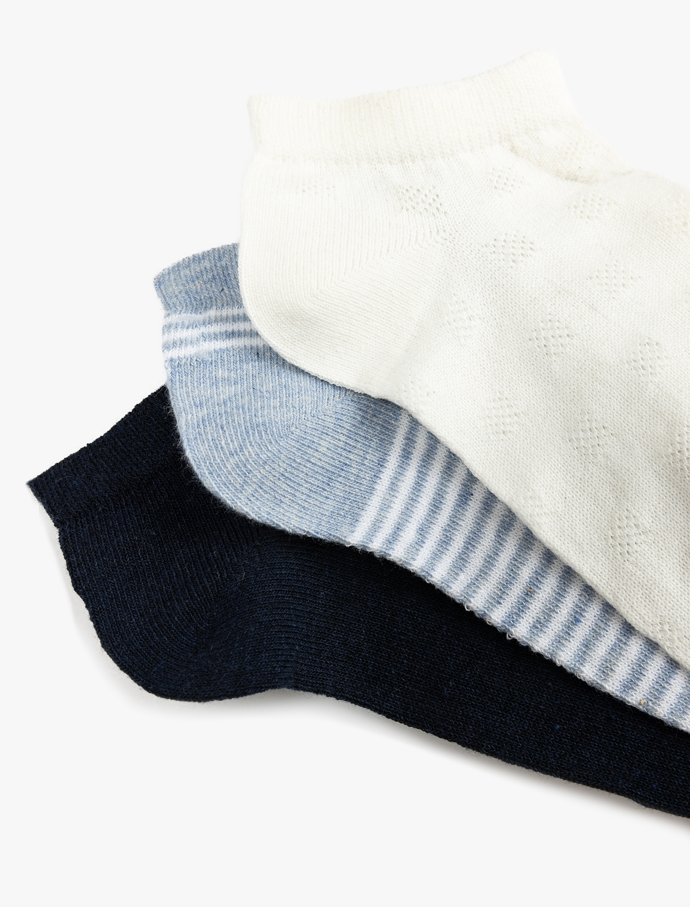  Kadın 3'lü Çizgili Çok Renkli Patik Çorap Seti