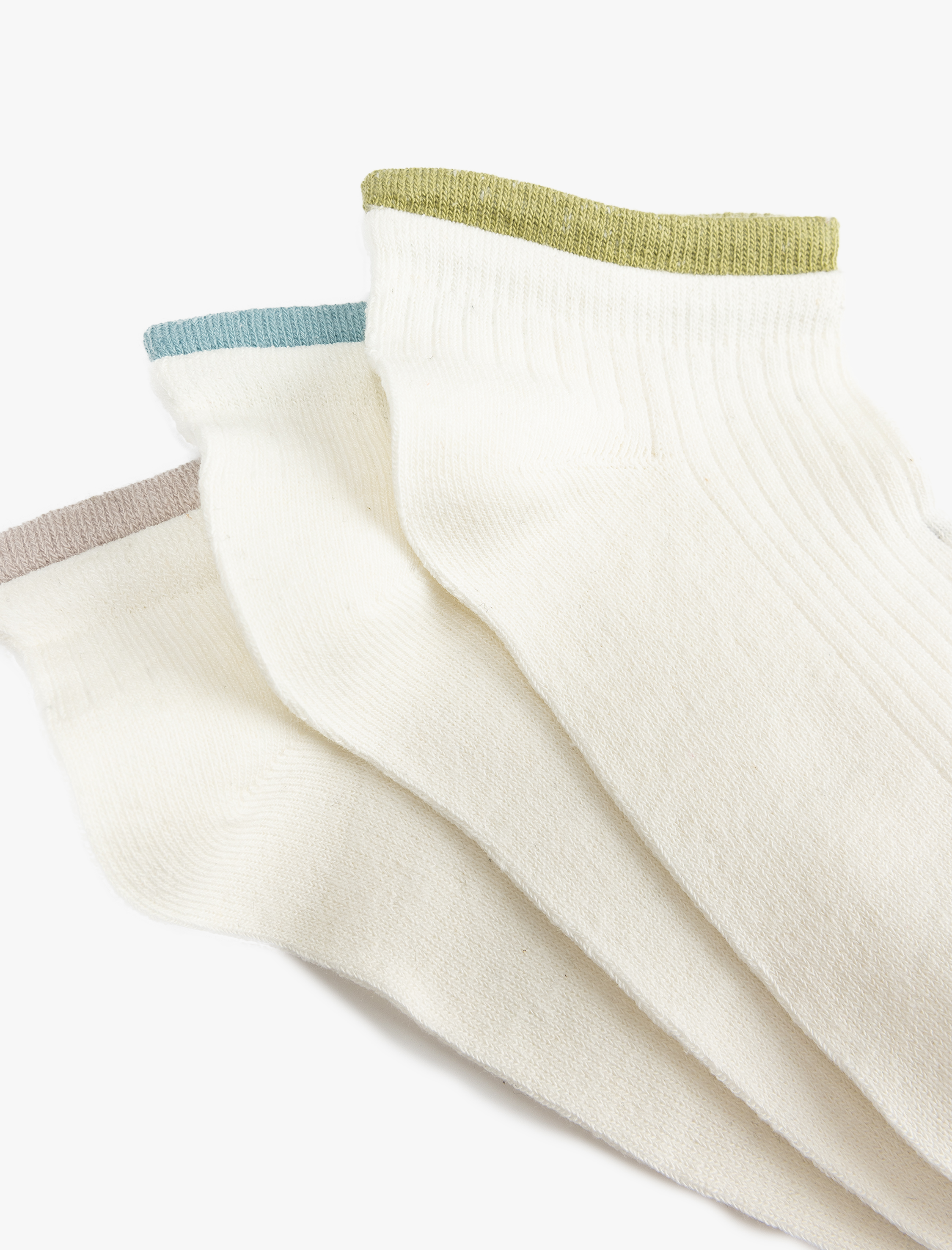  Kadın 3'lü Şerit Detaylı Çok Renkli Patik Çorap Seti