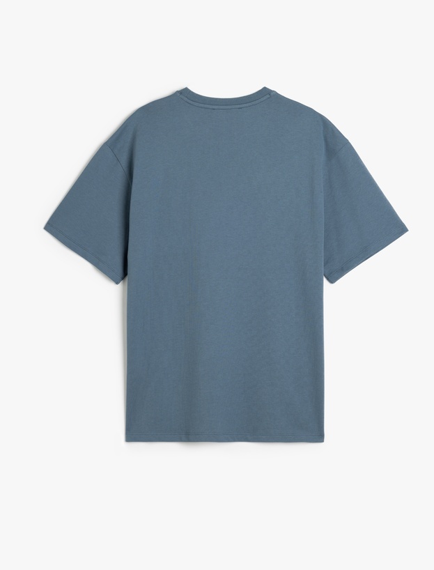 Basic Bisiklet Yaka Pamuklu Kısa Kollu Oversize Tişört_1