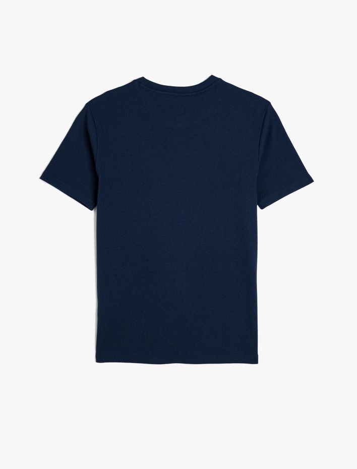  Kısa Kollu Pamuk Karışımlı Dar Kalıp Bisiklet Yaka Basic Tişört