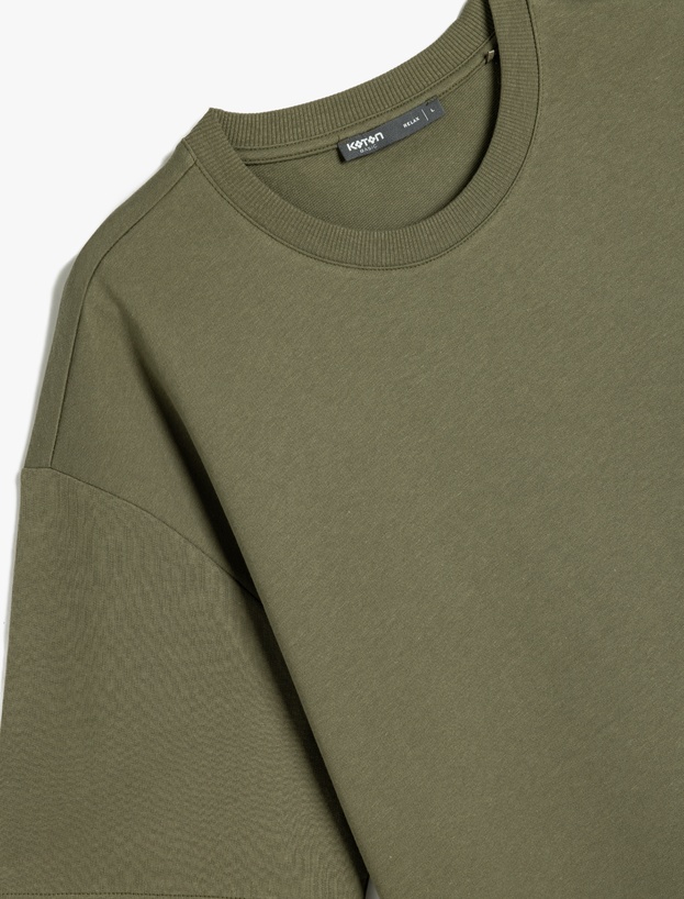 Basic Bisiklet Yaka Pamuklu Kısa Kollu Oversize Tişört_2