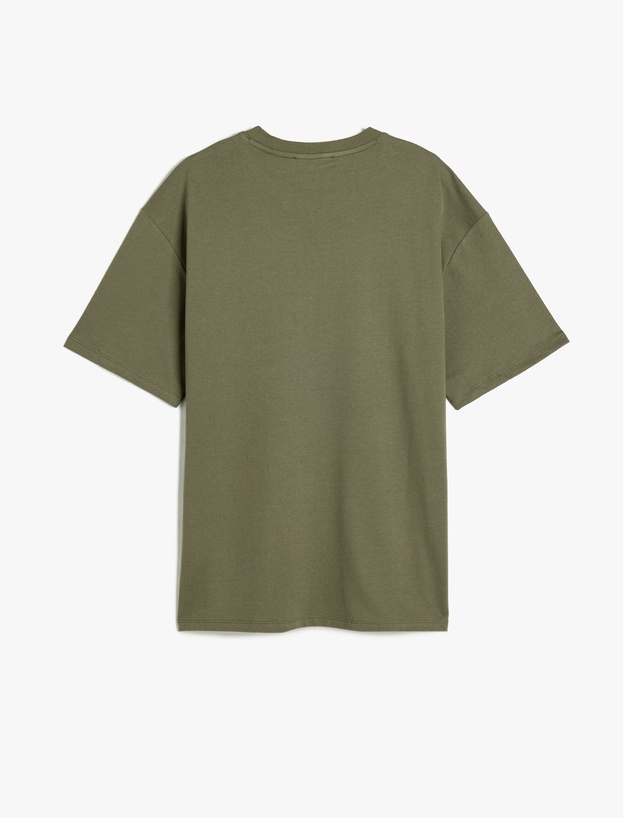 Basic Bisiklet Yaka Pamuklu Kısa Kollu Oversize Tişört_1