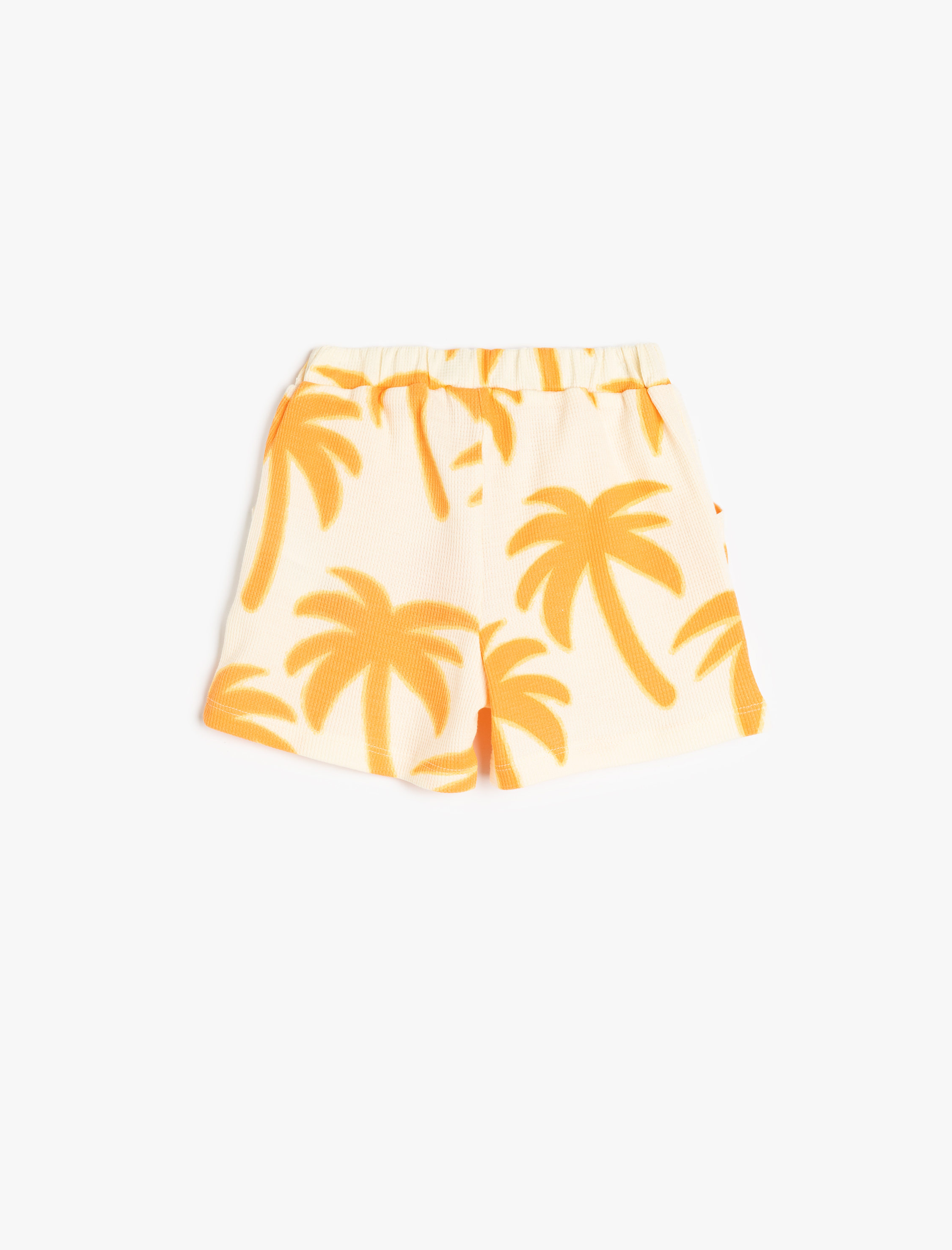  Erkek Bebek Palmiyeli Baskılı Beli Bağlamalı Pamuklu Şort