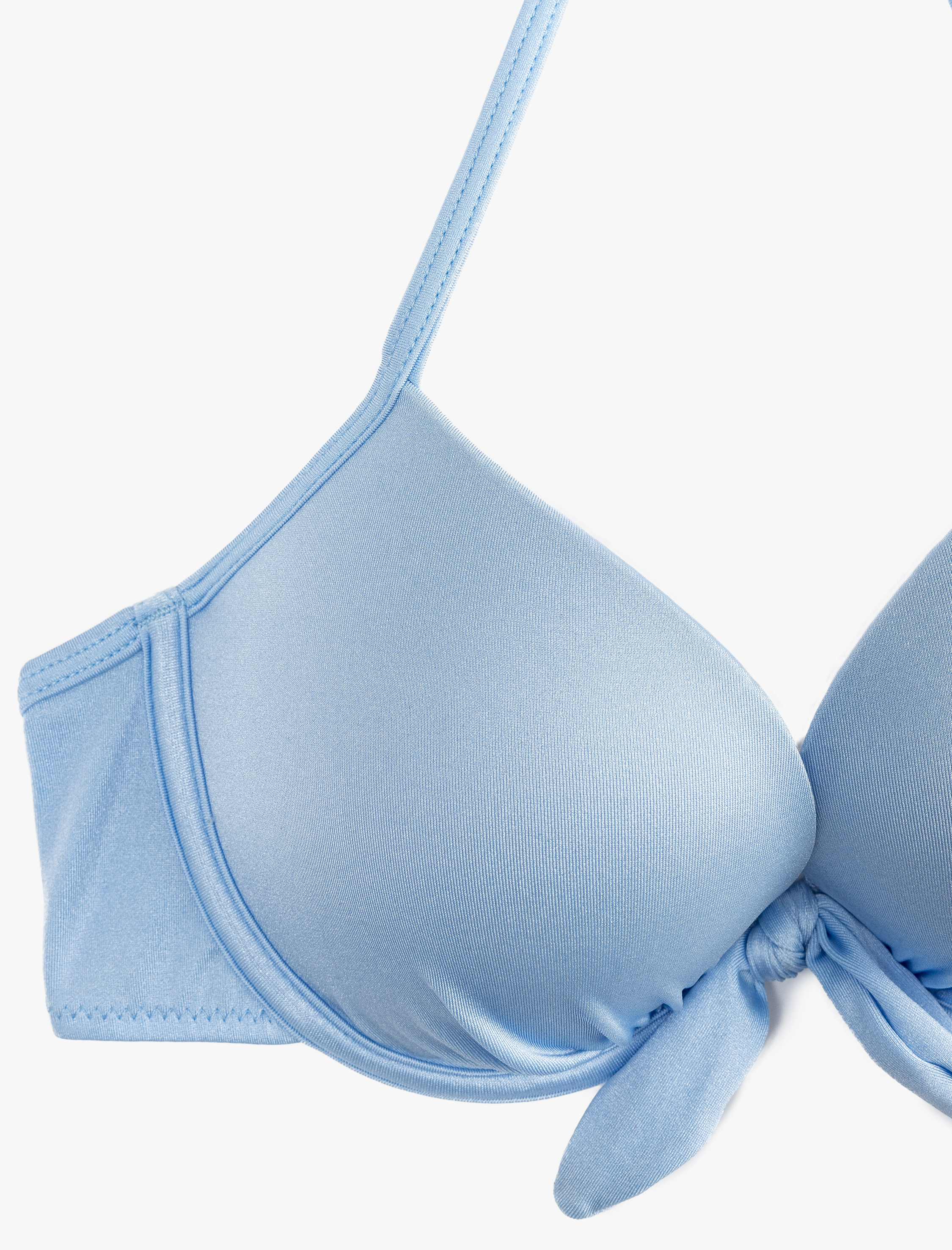   Fiyonklu Kalp Yaka Boyundan Bağlamalı Push-Up Bikini Üstü