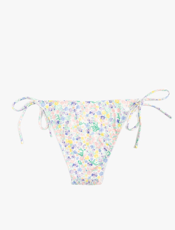  Koton X Sibil Çetinkaya - Çiçek Desenli Gipeli Yanları Bağlamalı İpli Bikini Altı