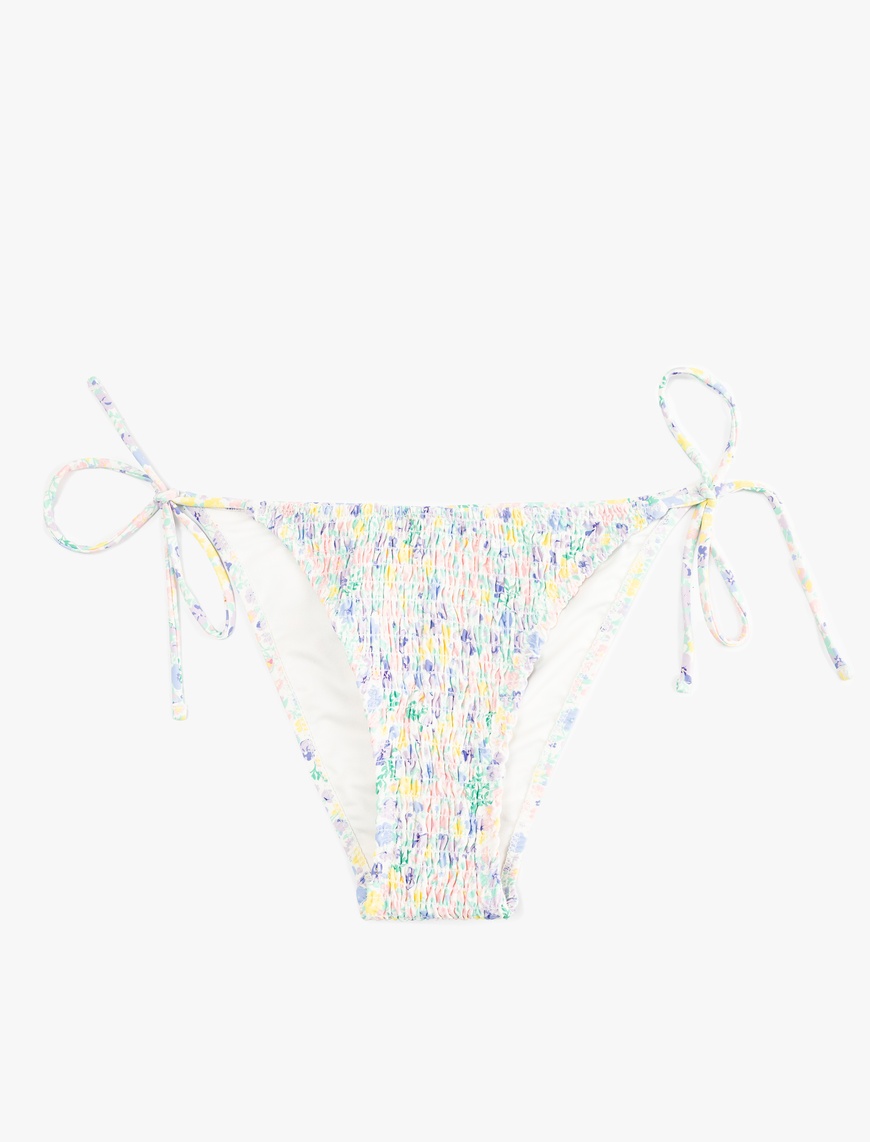   Koton X Sibil Çetinkaya - Çiçek Desenli Gipeli Yanları Bağlamalı İpli Bikini Altı