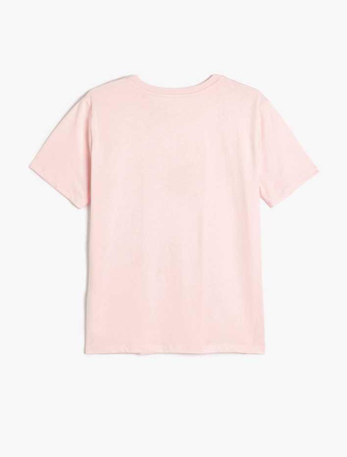  Pamuklu Bisiklet Yaka Kısa Kollu Baskılı Tişört