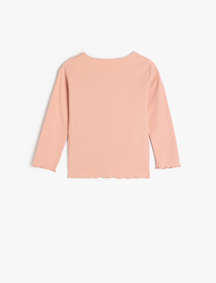 Kız Bebek Pamuklu Bisiklet Yaka Uzun Kollu Basic Tişört