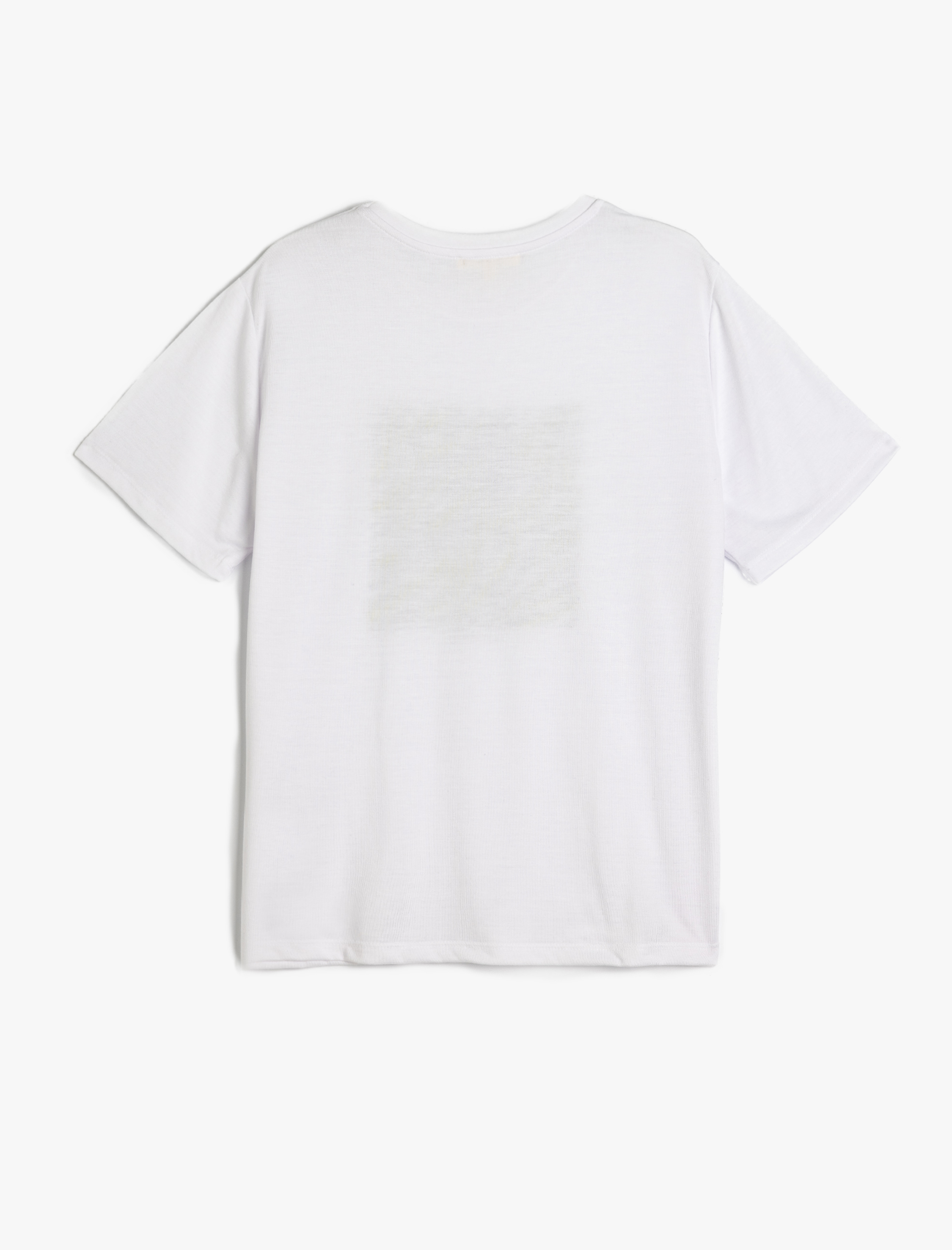   Bisiklet Yaka Kısa Kollu Baskılı Simli Baskılı Tişört