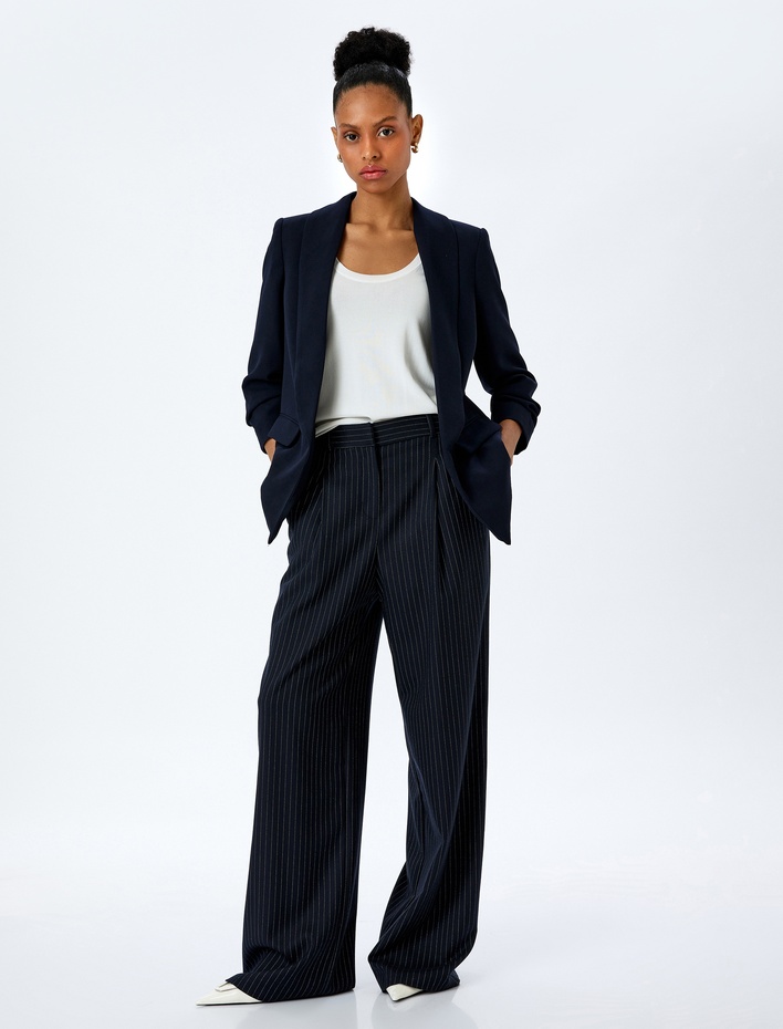  Drape Detaylı 3/4 Uzun Kollu Blazer Ceket