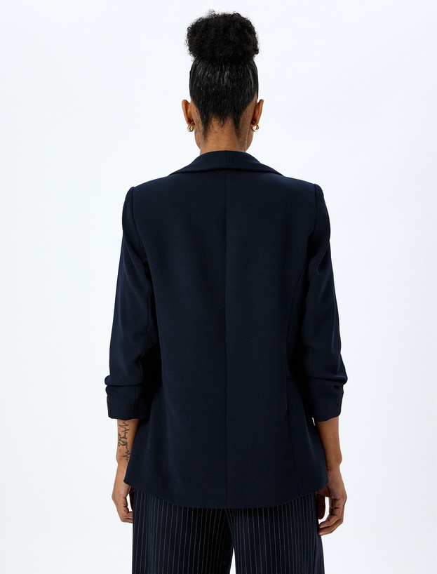 Drape Detaylı 3/4 Uzun Kollu Blazer Ceket_3