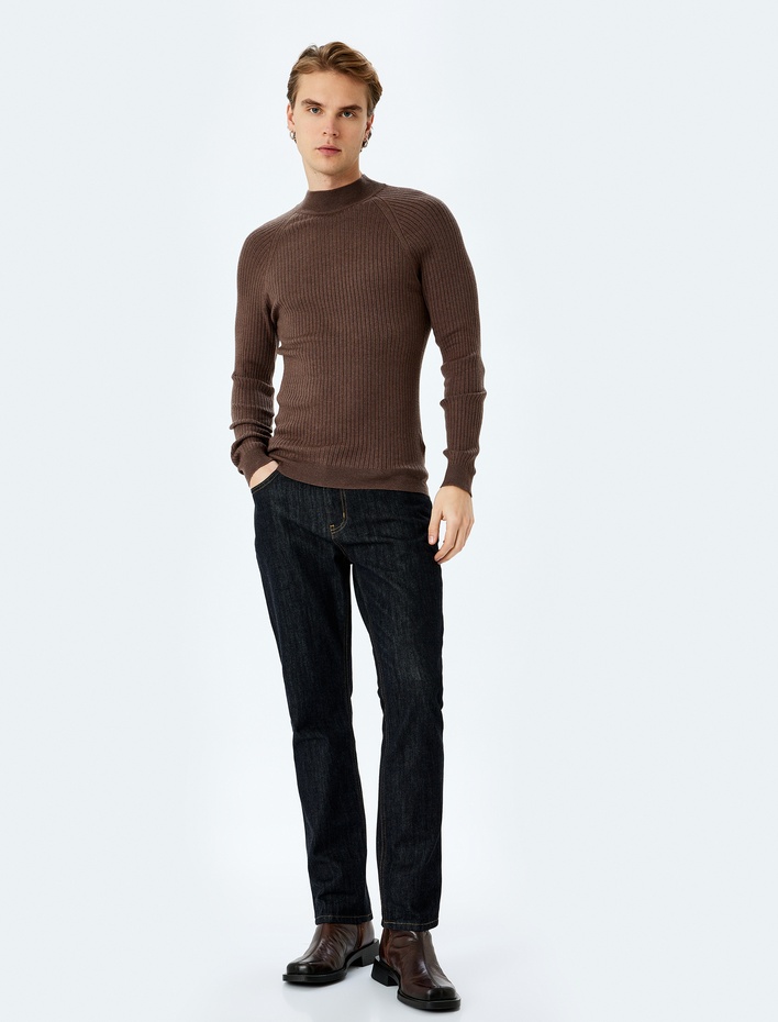  Yarım Balıkçı Yaka Kazak Triko Basic Uzun Kollu