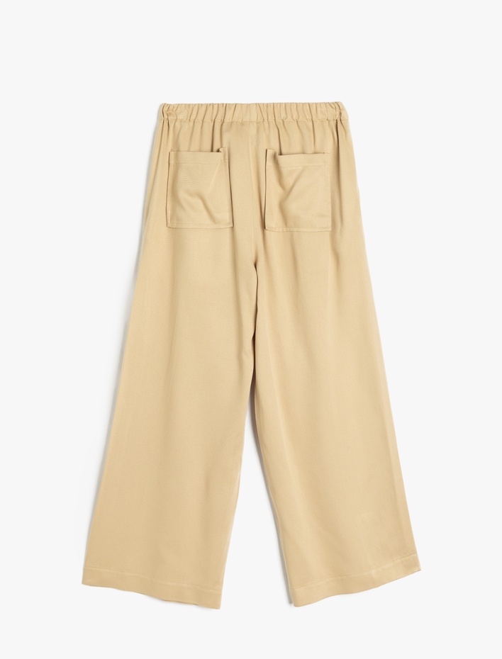 Kız Çocuk Bol Paça Viskon Kumaş Basic Pantolon