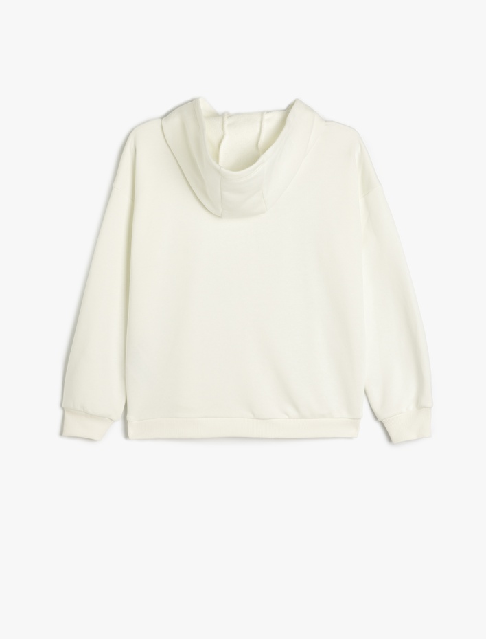 Kız Çocuk Pamuklu Fermuarlı Uzun Kollu Kapşonlu Sweatshirt