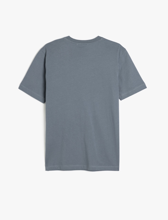  Pamuklu Kısa Kollu Bisiklet Yaka Basic Slim Fit Tişört