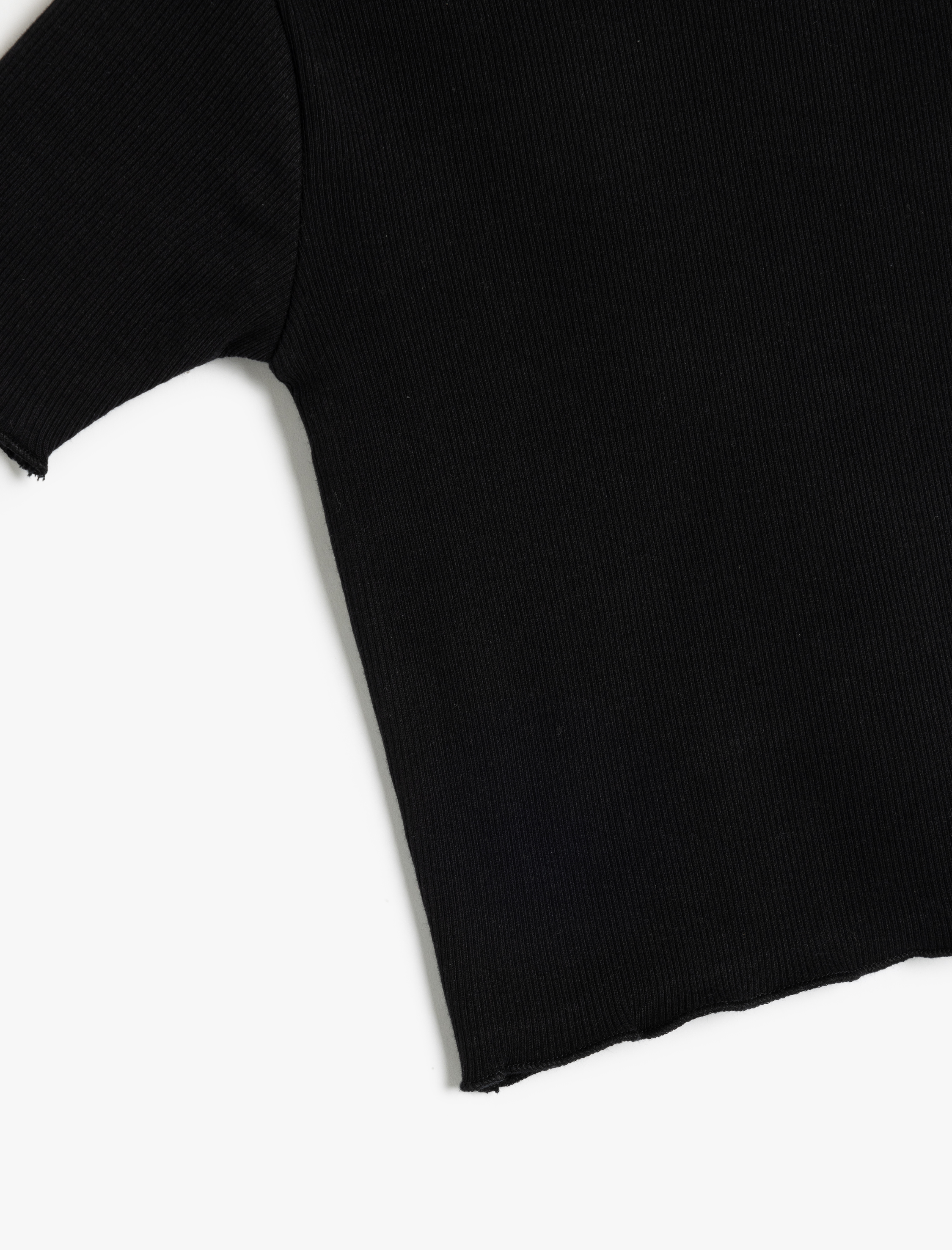  Kız Çocuk Bisiklet Yaka Kısa Kollu Pamuklu Fırfırlı Tişört