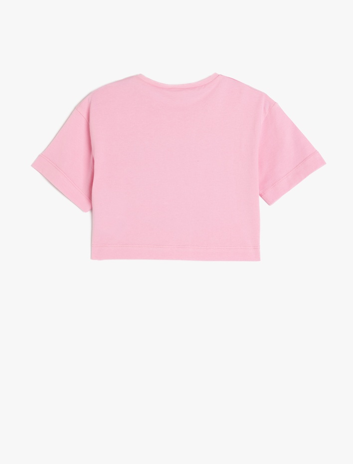 Kız Çocuk Şehir Baskılı Bisiklet Yaka Kısa Kollu Pamuklu Tişört