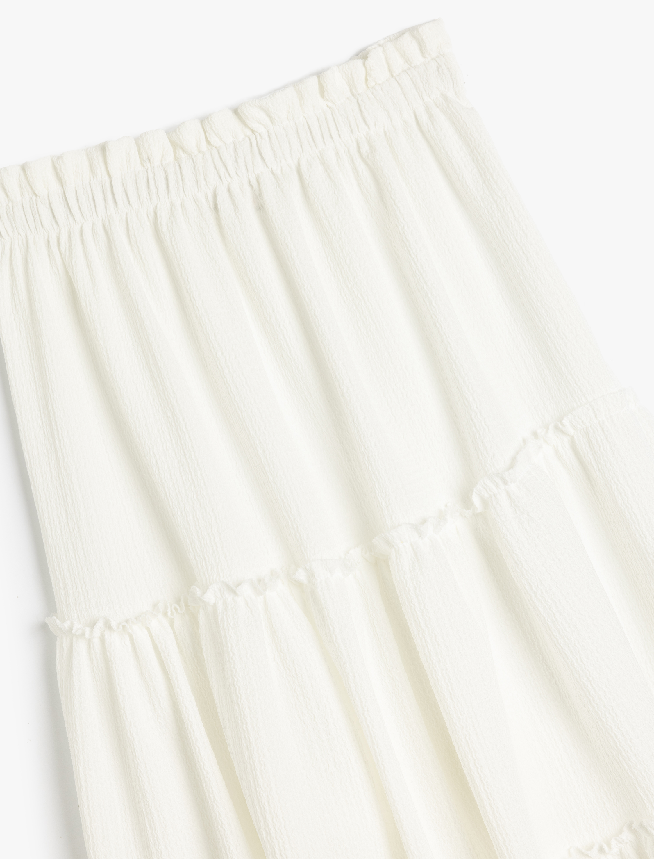  Kız Çocuk Fırfır Detaylı Katlı Beli Lastikli Uzun Etek