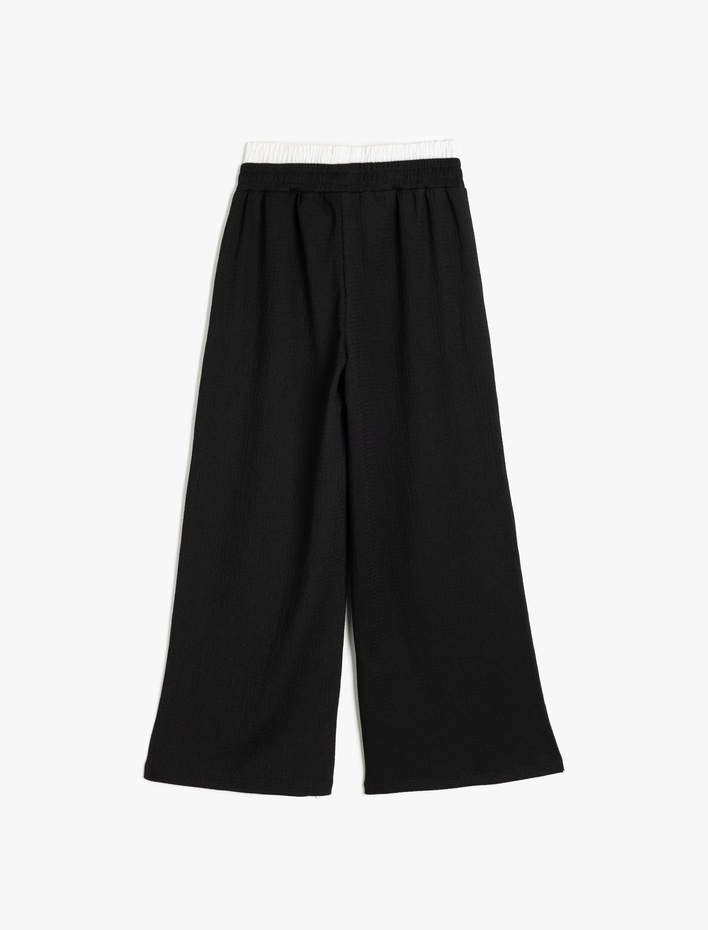 Kız Çocuk Cepli Çift Bel Detaylı Beli Lastikli Basic Pantolon