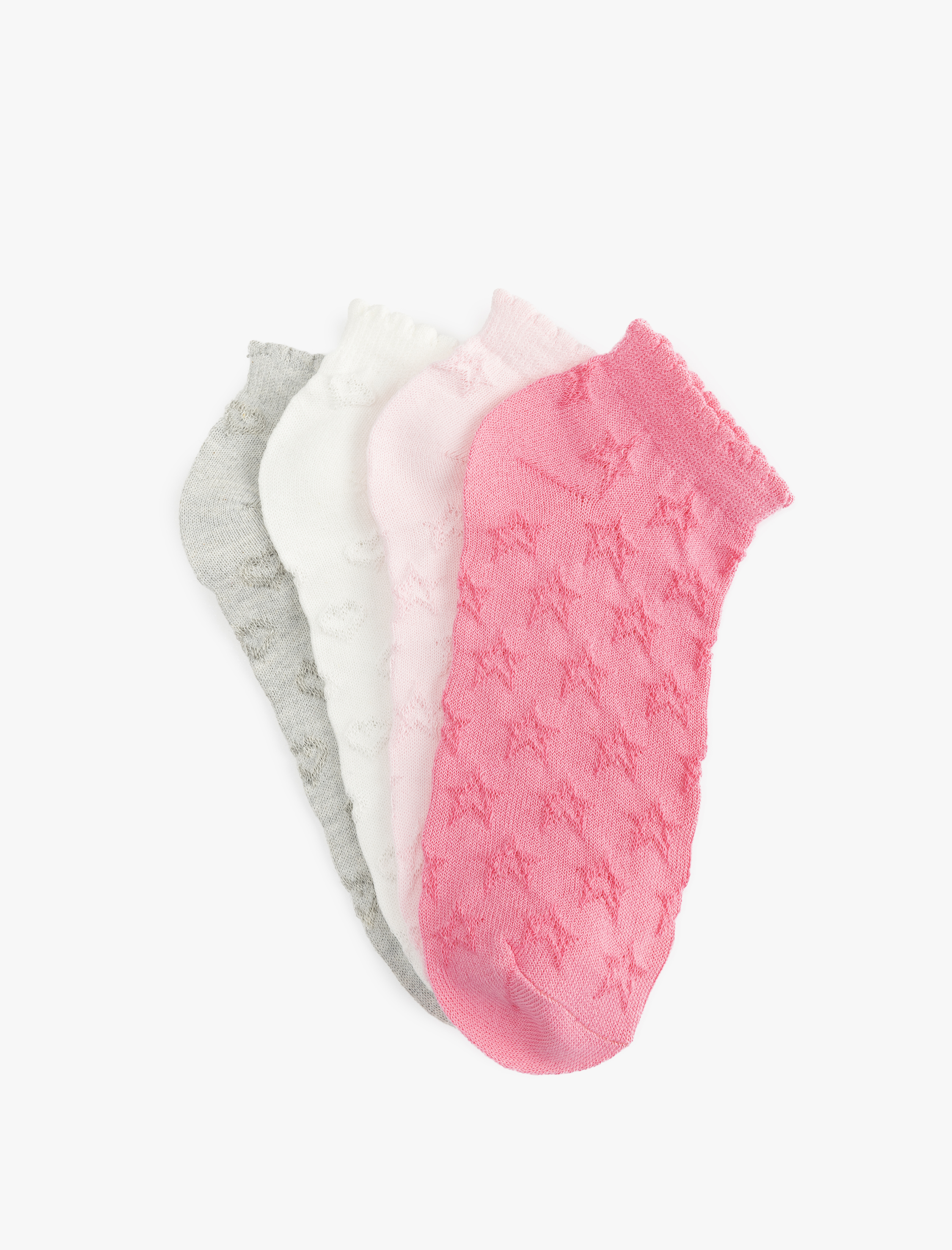  Kız Çocuk 4'lü Çok Renkli Basic Patik Çorap Seti