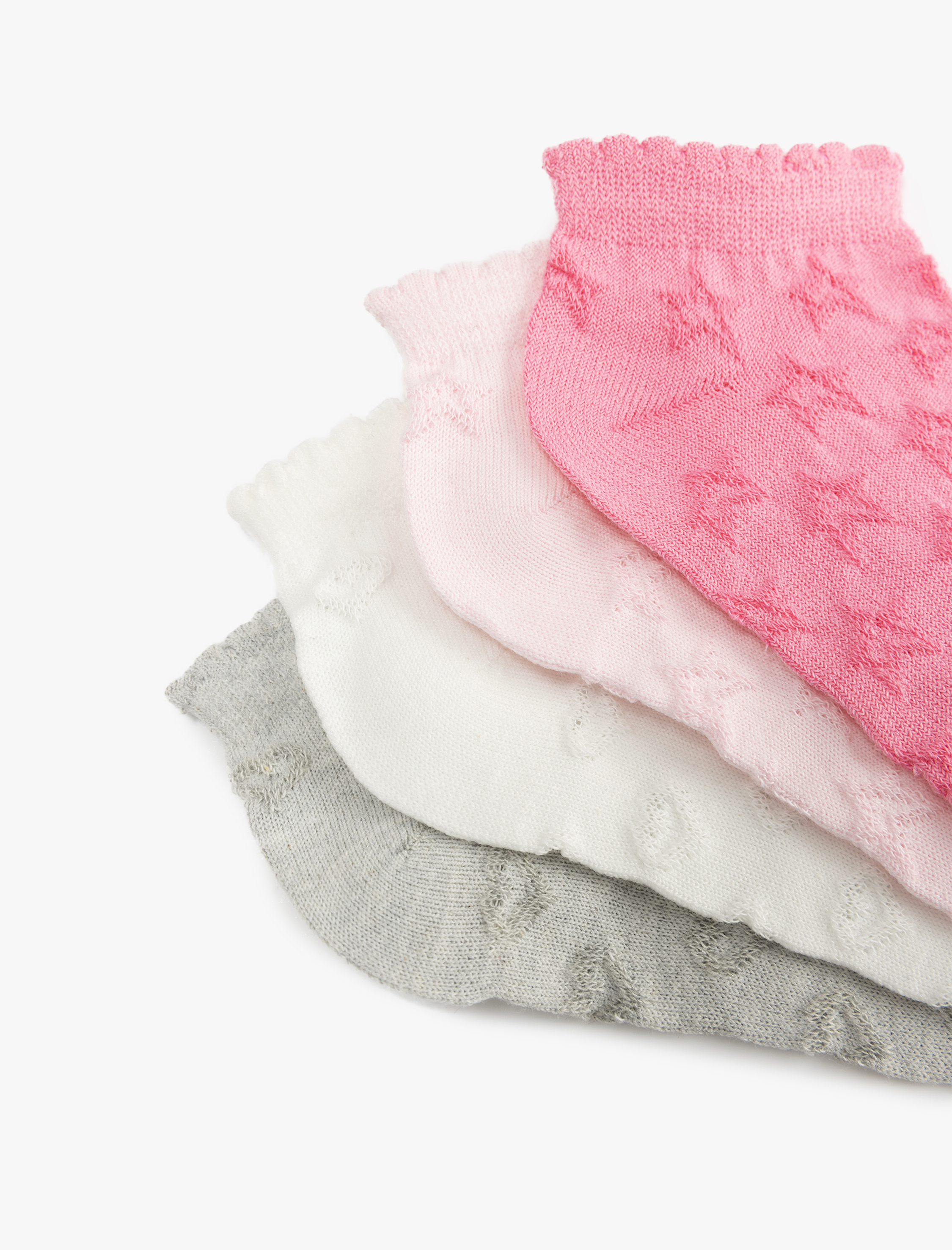  Kız Çocuk 4'lü Çok Renkli Basic Patik Çorap Seti