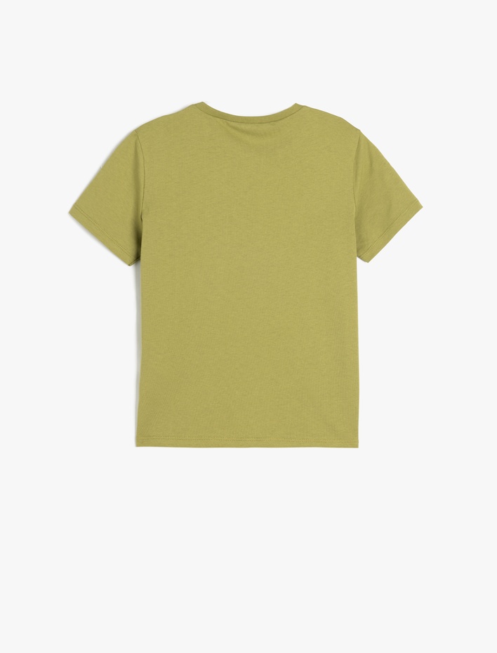 Erkek Çocuk Dinozor Baskılı Bisiklet Yaka Kısa Kollu Pamuklu Tişört