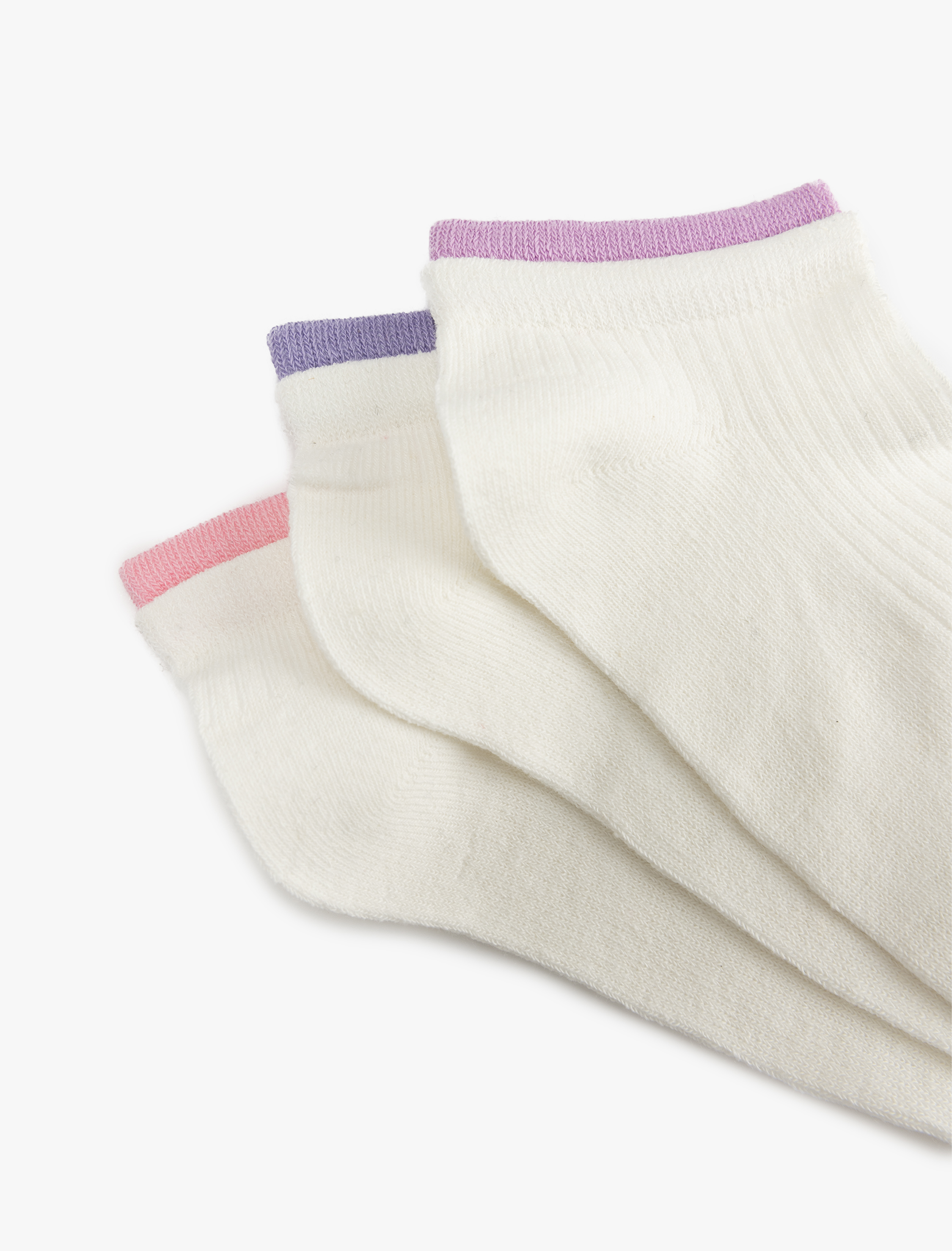  Kadın 3'lü Şerit Detaylı Çok Renkli Patik Çorap Seti