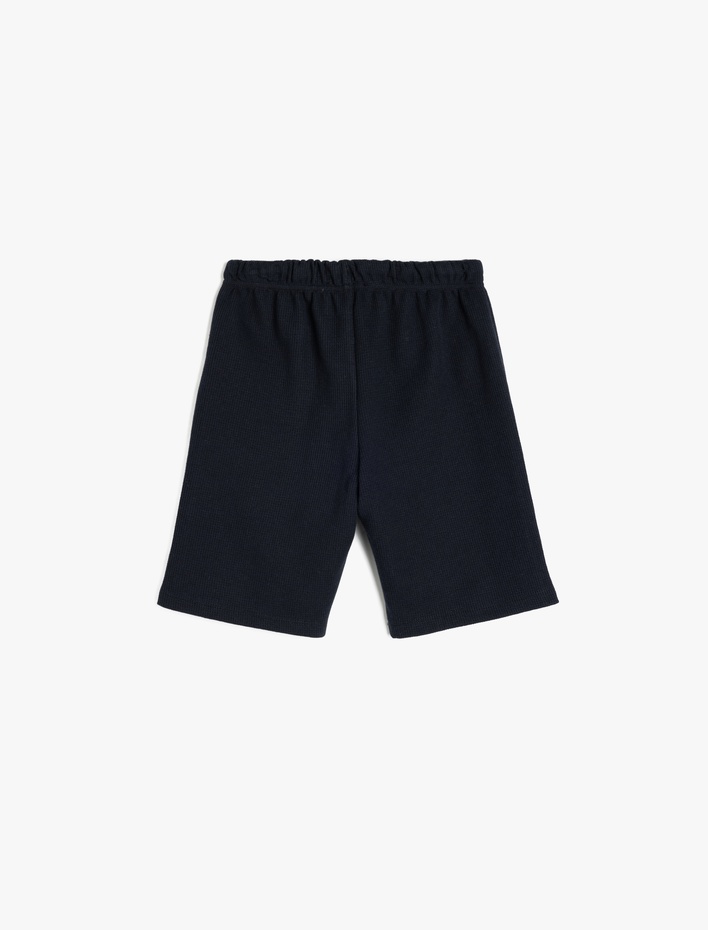 Erkek Çocuk Dokulu Beli Bağlamalı Cep Detaylı Basic Şort