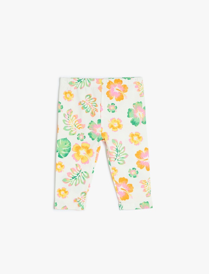 Kız Bebek Pamuklu Çiçek Desenli Kapri Tayt
