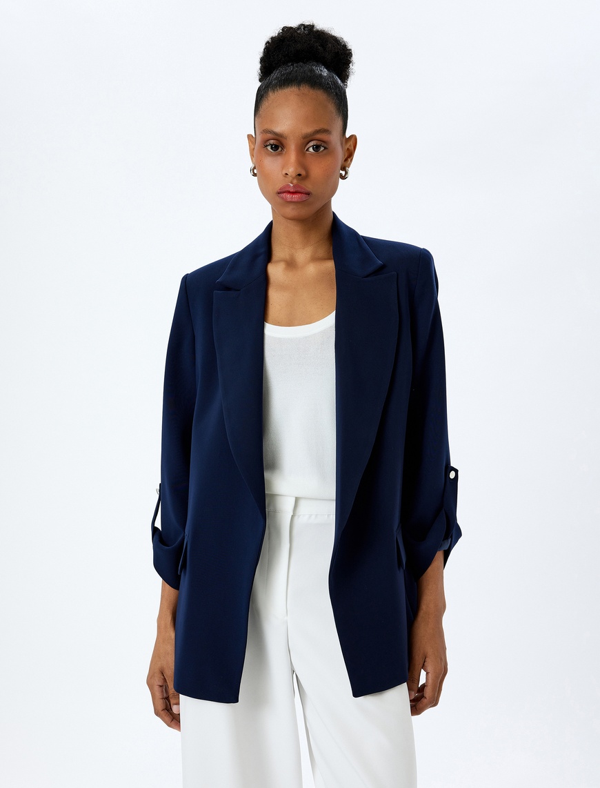   Cepli 3/4 Kol Oversize Uzun Blazer Ceket