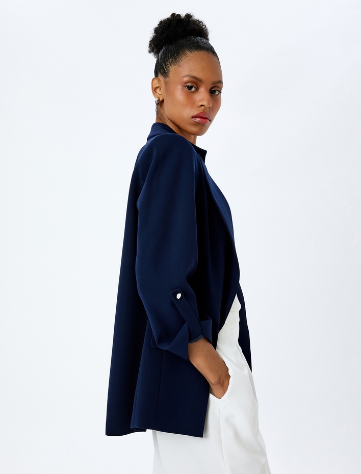  Cepli 3/4 Kol Oversize Uzun Blazer Ceket