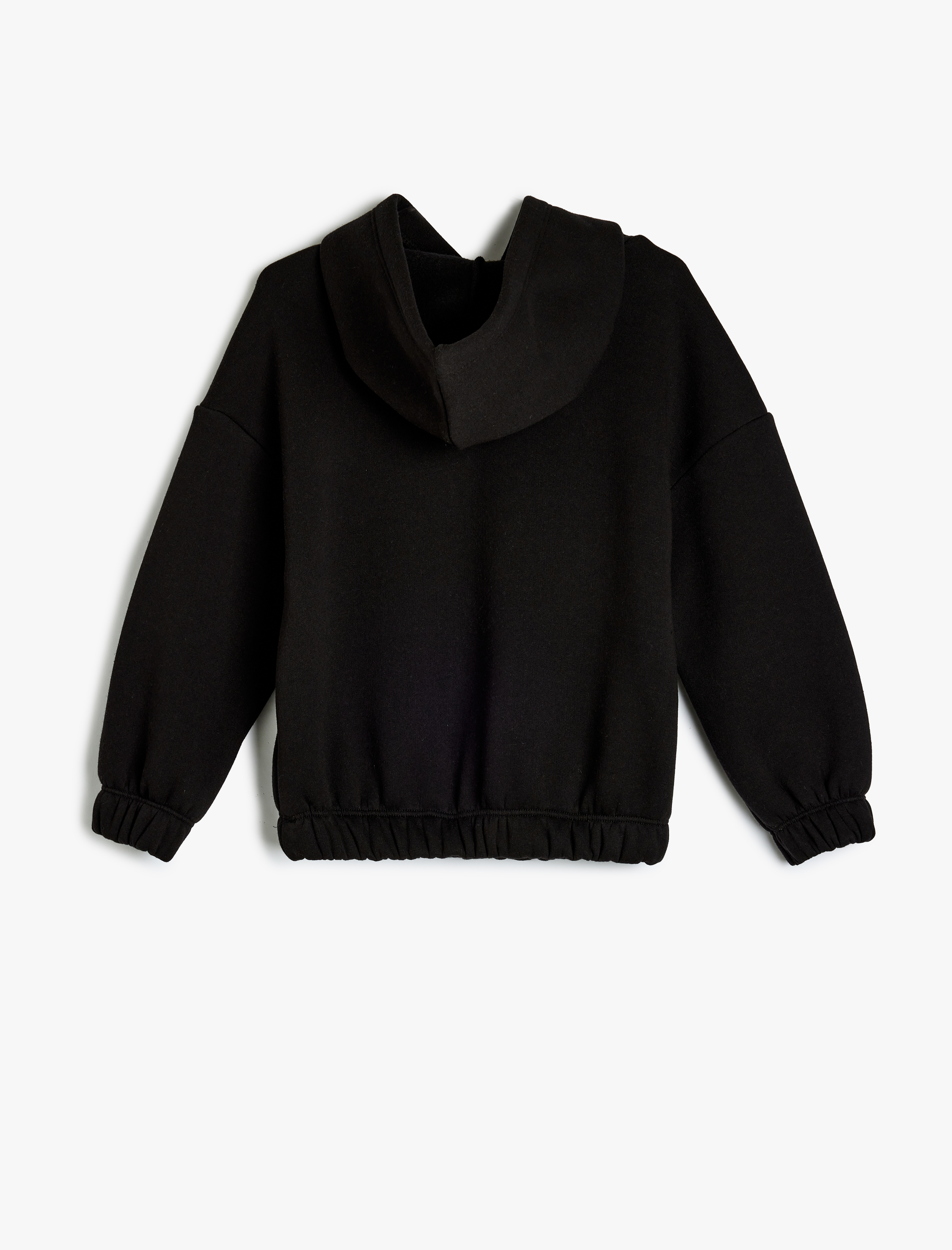  Kız Çocuk Baskı Detaylı Uzun Kollu Şardonlu Kapşonlu Sweatshirt