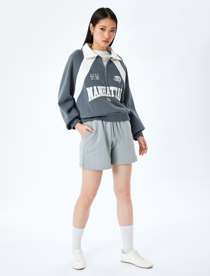  Cep Detaylı Beli Bağcıklı Rahat Kalıp Şort