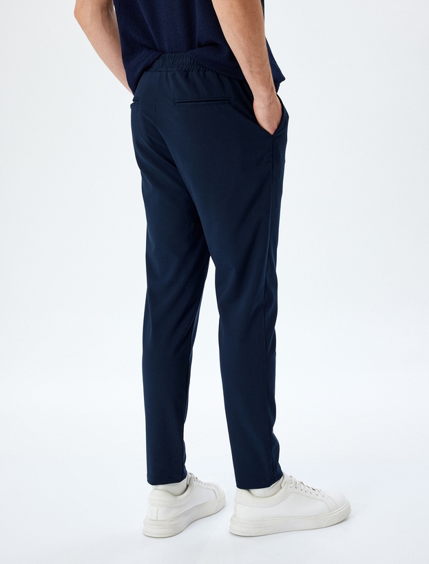 Slim Fit Cep Detaylı Viskon Karışımlı Beli Bağcıklı Pantolon_3