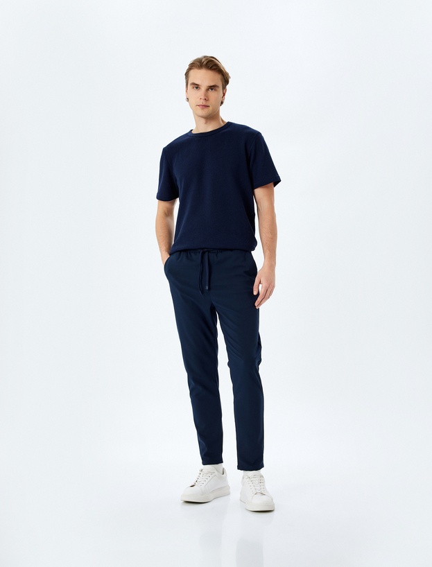 Slim Fit Cep Detaylı Viskon Karışımlı Beli Bağcıklı Pantolon_0