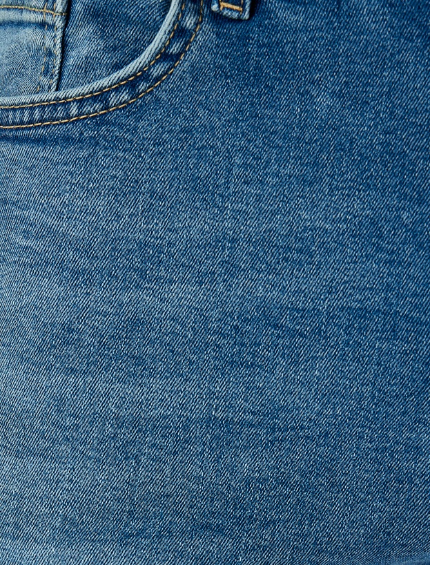 Pamuklu Düğmeli Slim Fit Jean Pantolon - Brad Jean_5