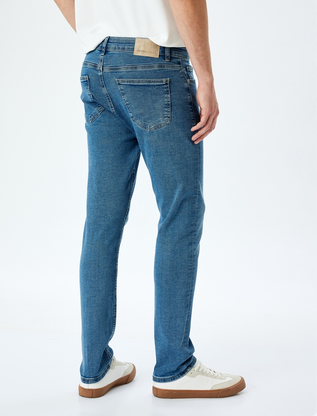 Pamuklu Düğmeli Slim Fit Jean Pantolon - Brad Jean_3