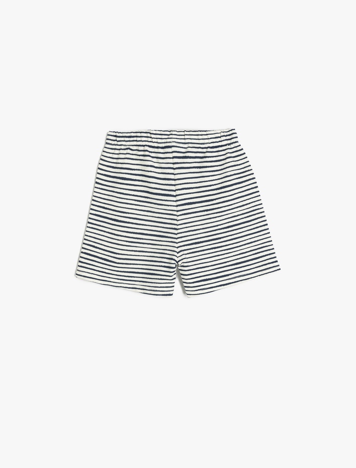 Erkek Bebek Çizgili Pamuklu Beli Bağlamalı Şort