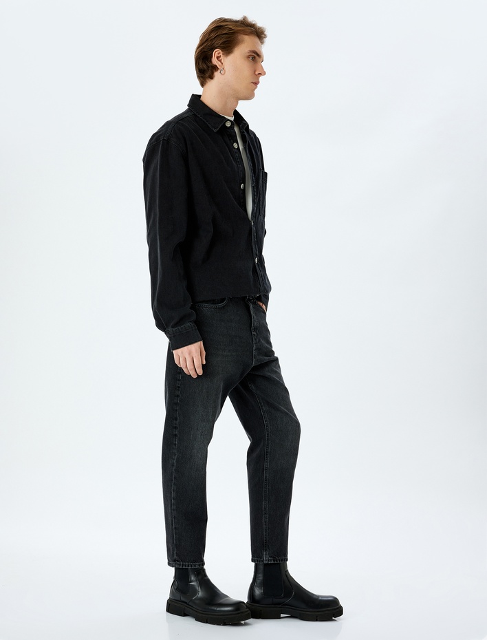  Pamuklu Normal Bel Loose Fit Jean Pantolon - Steve Jean