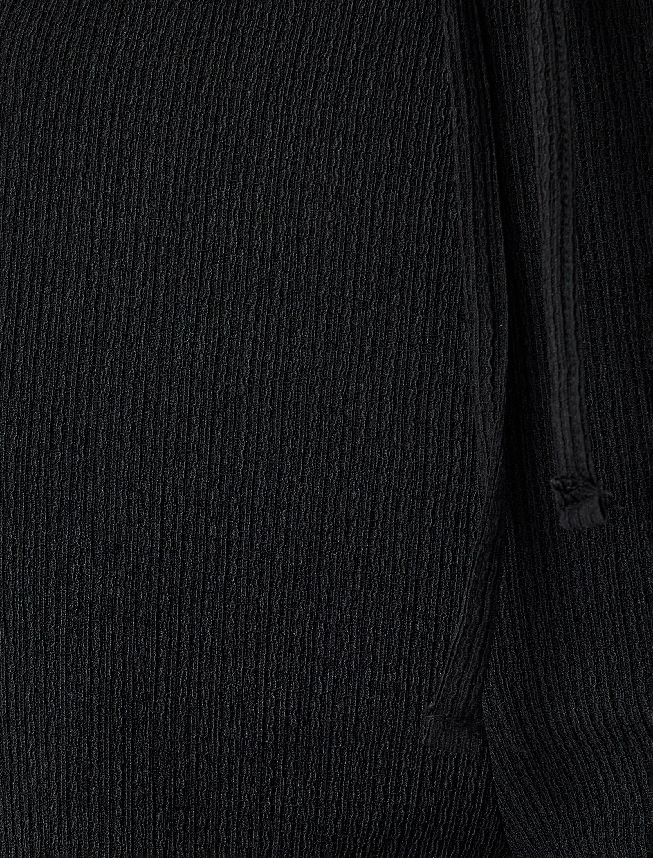   Beli Bağcıklı Yüksek Bel Bol Paça Bürümcük Rahat Kalıp Pantolon