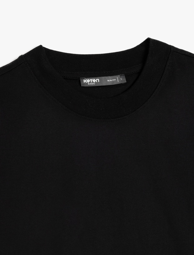 Bisiklet Yaka Pamuklu Kısa Kollu Basic Slim Fit Tişört_2