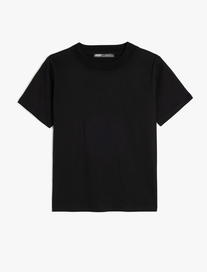  Bisiklet Yaka Pamuklu Kısa Kollu Basic Slim Fit Tişört